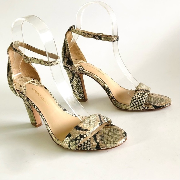 NWOT Antonio Melani Stacen Snakeprint Sandals - Picture 1 of 16
